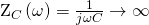 $Z_C\left(\omega\right) = \tfrac{1}{j\omega C} \rightarrow \infty$