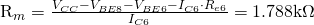 $R_m=\frac{V_{CC}-V_{BE8}-V_{BE6}-I_{C6}\cdot R_{e6}}{I_{C6}}=1.788\mathrm{k\Omega}$